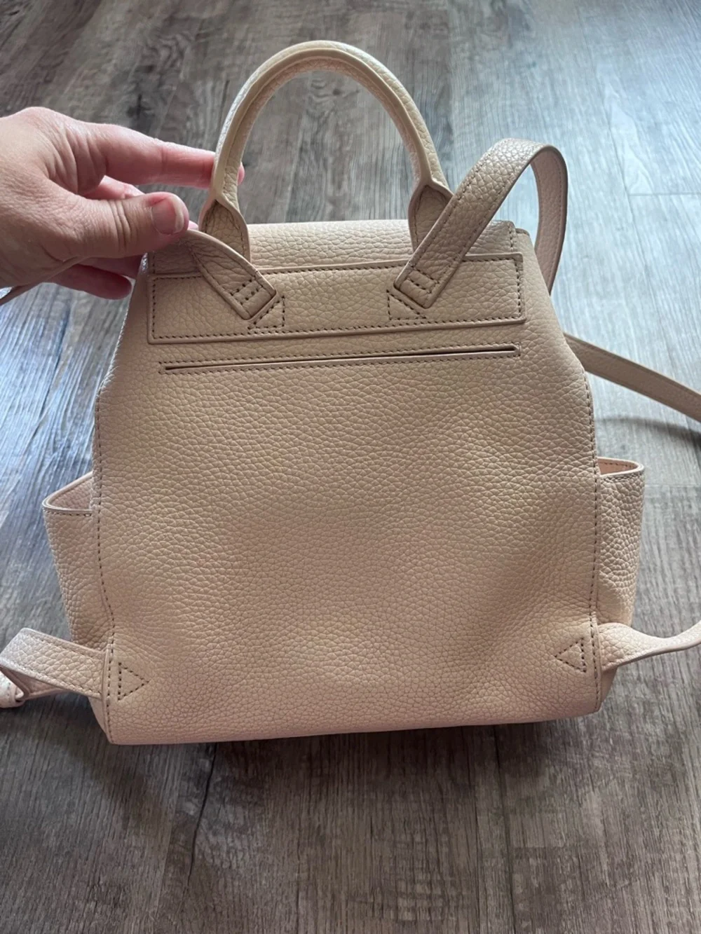 Tory Burch Thea Backpack Mini Pale Pink Pebbled Leather Tassel